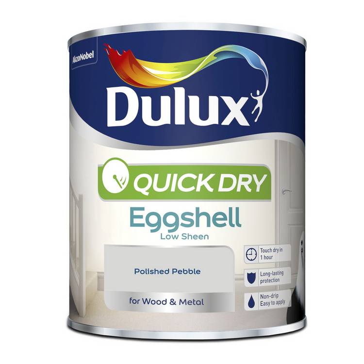 Dulux Quick Dry Eggshell Polished Pebble 750ml, imported from the UK