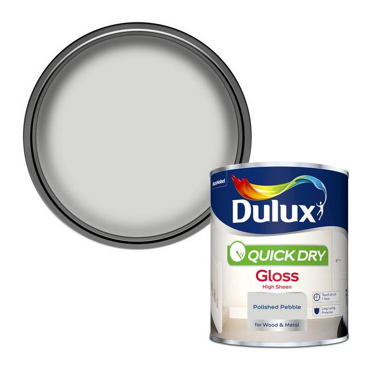 Dulux Quick Dry Gloss Paint Polished Pebble 750ml, UK version