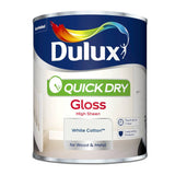 Dulux quick dry gloss paint white cotton 750ml, UK version
