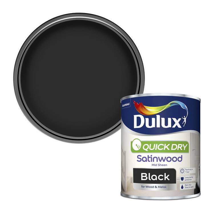Dulux satinwood paint Black 750ml (British brand)