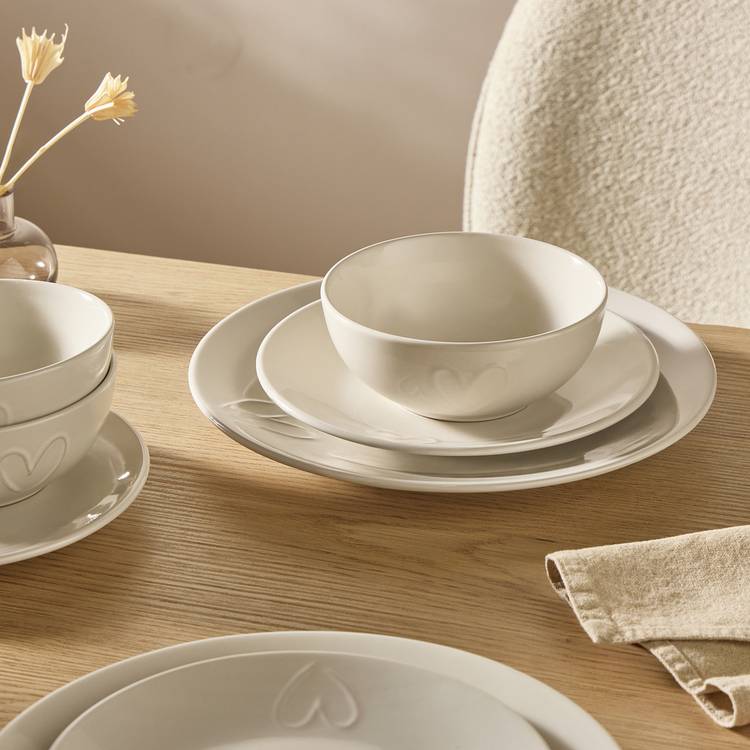 Argos Home embossed heart dinner set 12, imported from the UK