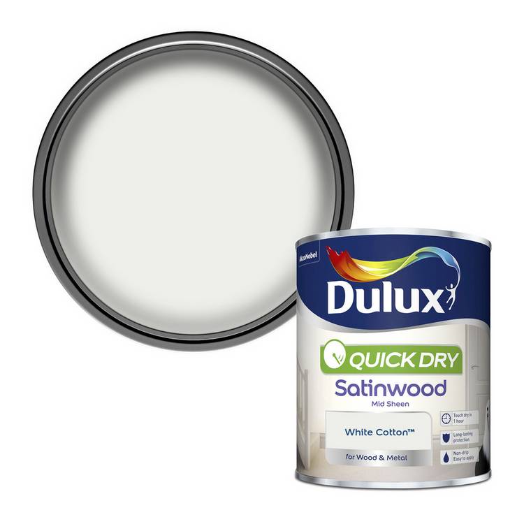Dulux satinwood paint White Cotton 750ml, imported from the UK
