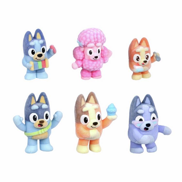 Bluey Fuzzies deluxe collectible figure set, flocked finish - British brand