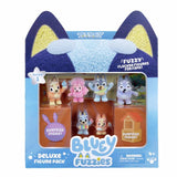 Bluey Fuzzies deluxe collectible figure set, flocked finish - British brand