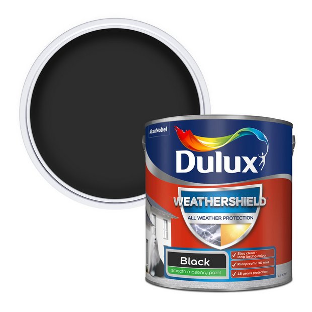 Dulux Weathershield black matt exterior paint 2.5L - British product