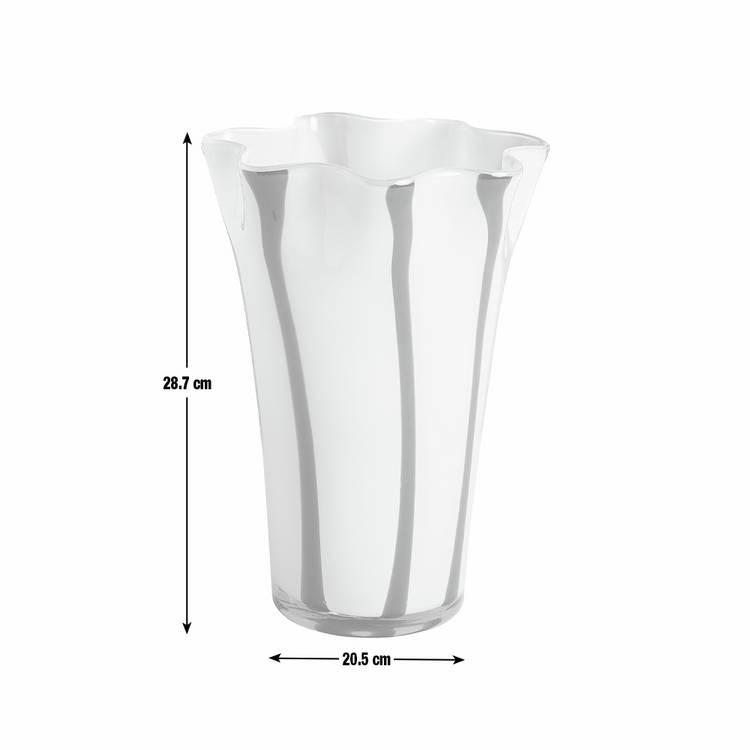 Habitat milk glass handkerchief stripe vase 29cm, imported from the UK