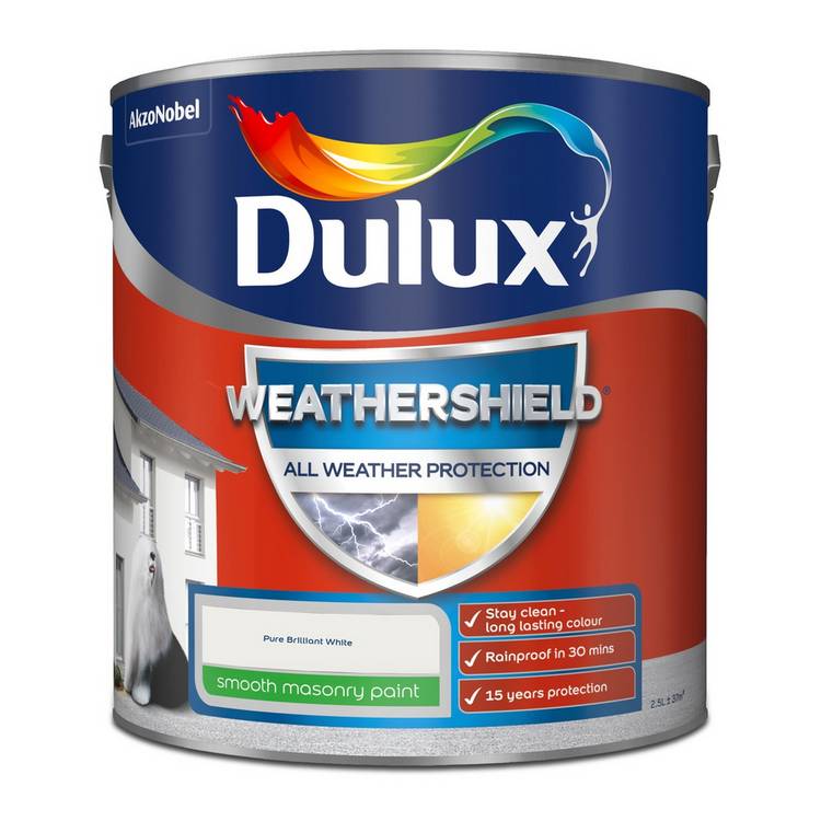 Dulux exterior masonry paint White 2.5L, imported from the UK