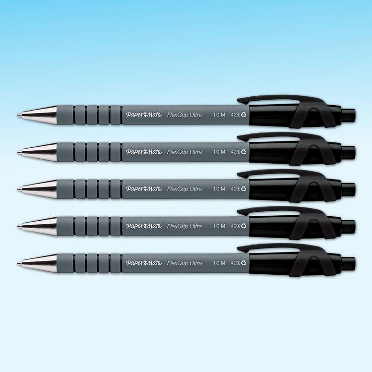 Paper Mate Flex Grip black ballpoint pens pack of 5 - British product