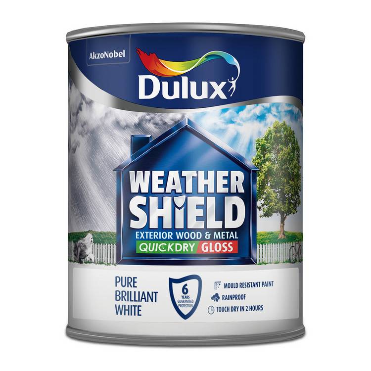 Dulux Weathershield Quick Dry Gloss White Paint 750ml, UK version