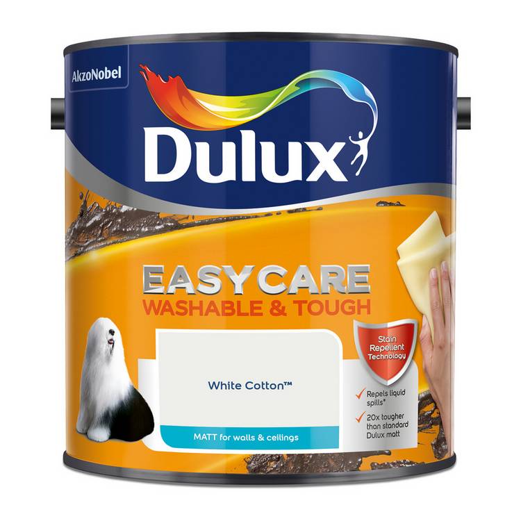Dulux Easycare Washable Matt paint White Cotton 2.5L, imported from the UK