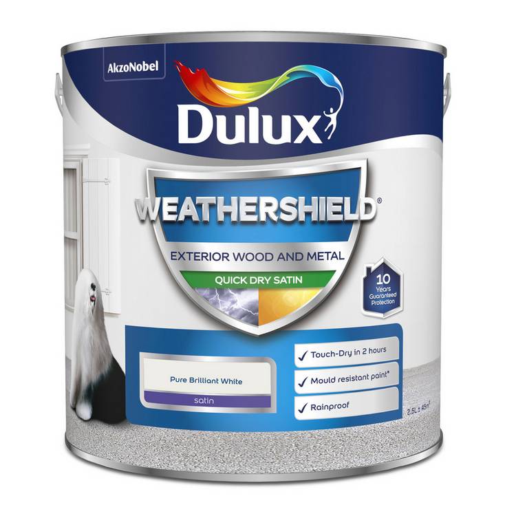 Dulux Weathershield Quick Dry Satin Paint 2.5L white - British product