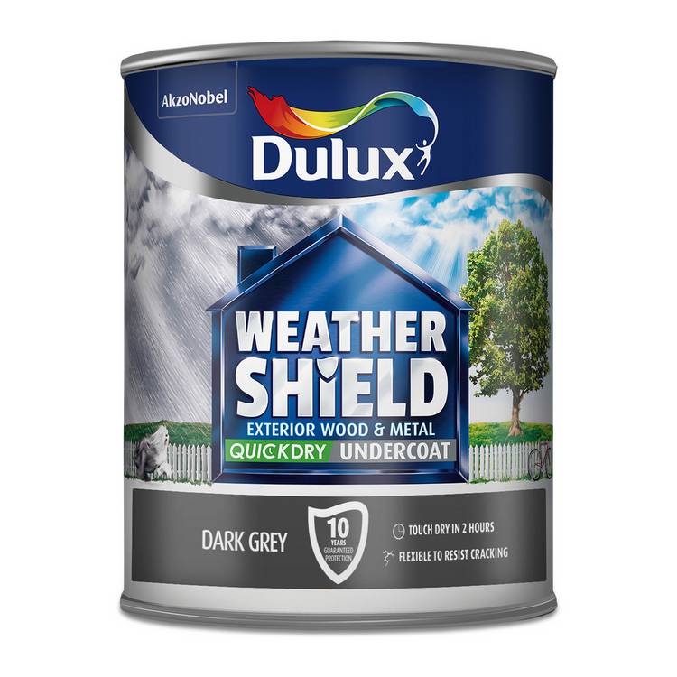 Dulux Weathershield Quick Dry Matt Paint Dark Grey 750ml (British brand)