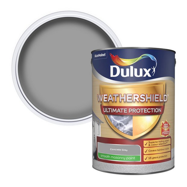 Dulux Weathershield Ultimate Protection masonry paint grey 5L (British brand)