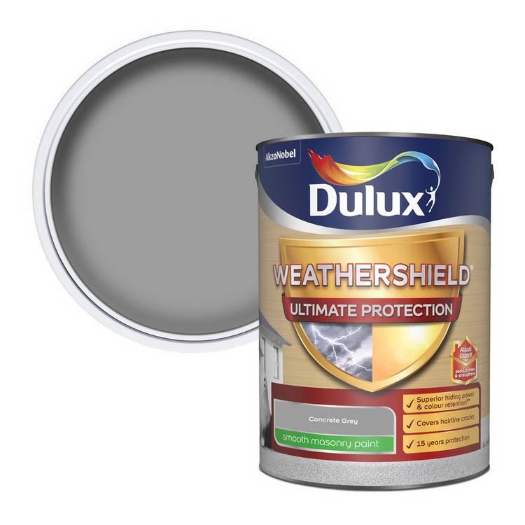 Dulux Weathershield Ultimate Protection masonry paint grey 5L (British brand)