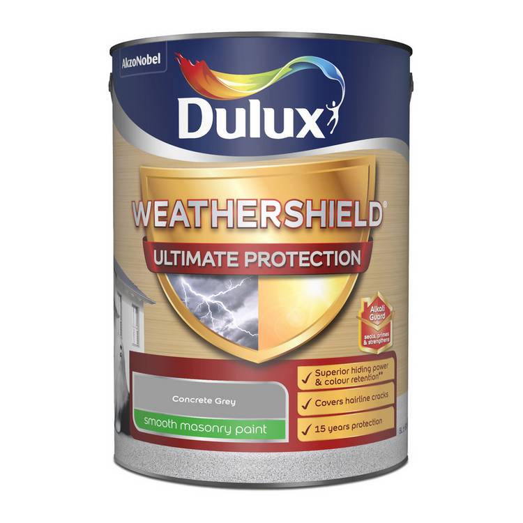 Dulux Weathershield Ultimate Protection masonry paint grey 5L (British brand)