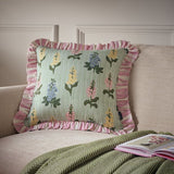 Argos Home floral ruffle cushion green 43x43cm, UK version