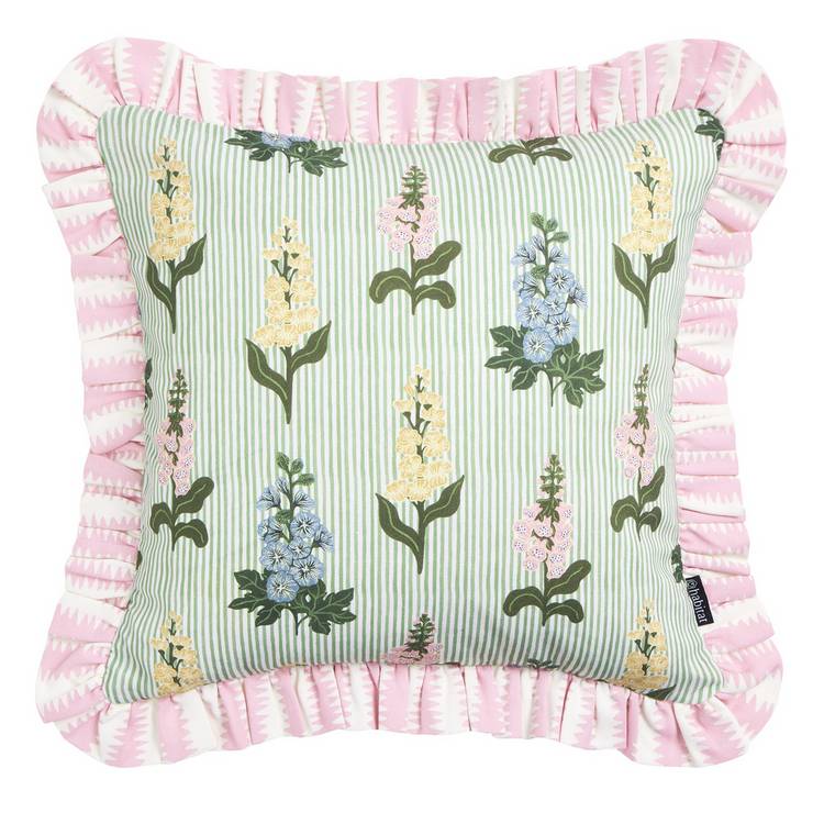 Argos Home floral ruffle cushion green 43x43cm, UK version