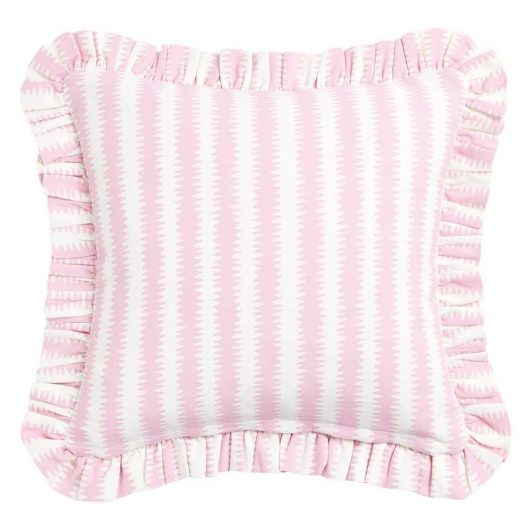 Argos Home floral ruffle cushion green 43x43cm, UK version