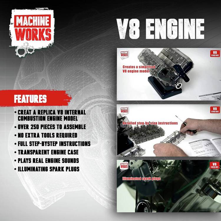 Machine Works V8 petrol engine model kit (British brand)