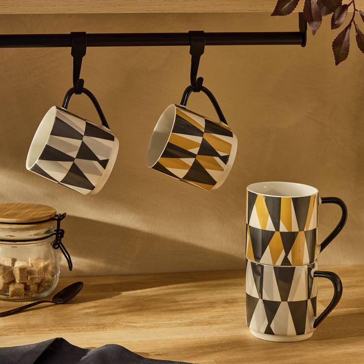 Argos Home geo triangles stacking stoneware mugs set of 4 - British product