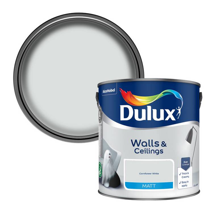Dulux emulsion paint Cornflower White 2.5L (British brand)