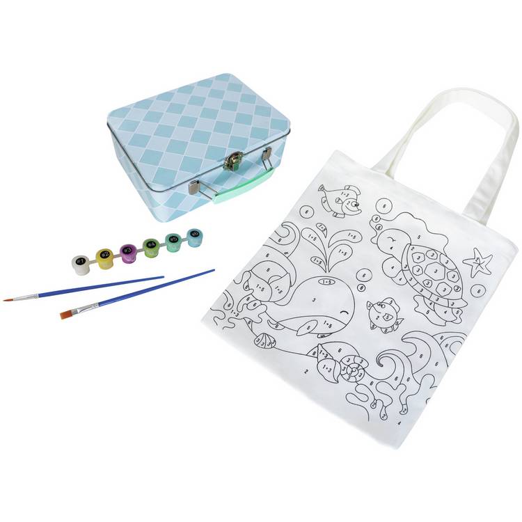 Chad Valley paint by numbers tote bag ocean design (British brand)