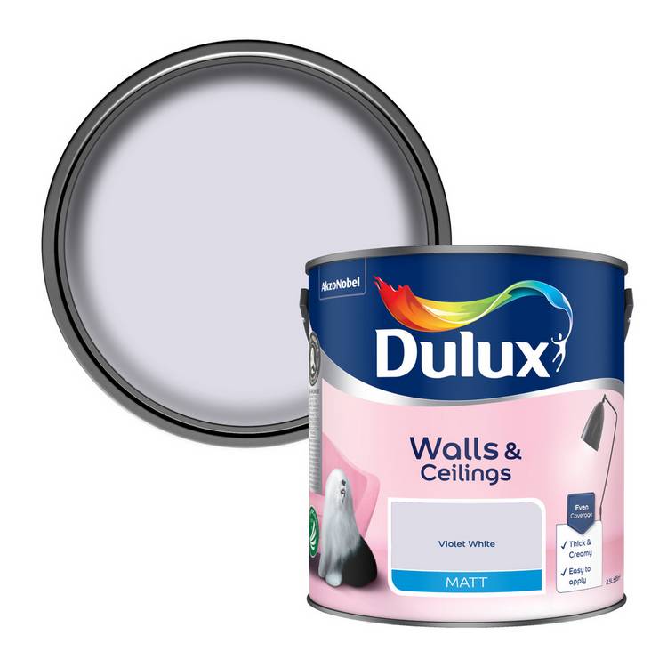 Dulux Violet White matt paint 2.5L (British brand)