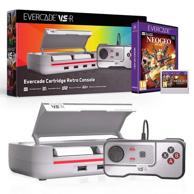 Evercade VS-R retro console with NEOGEO Arcade cartridge bundle - British product