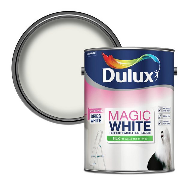 Dulux Walls & Ceilings Silk Paint Magic White 5L - British product