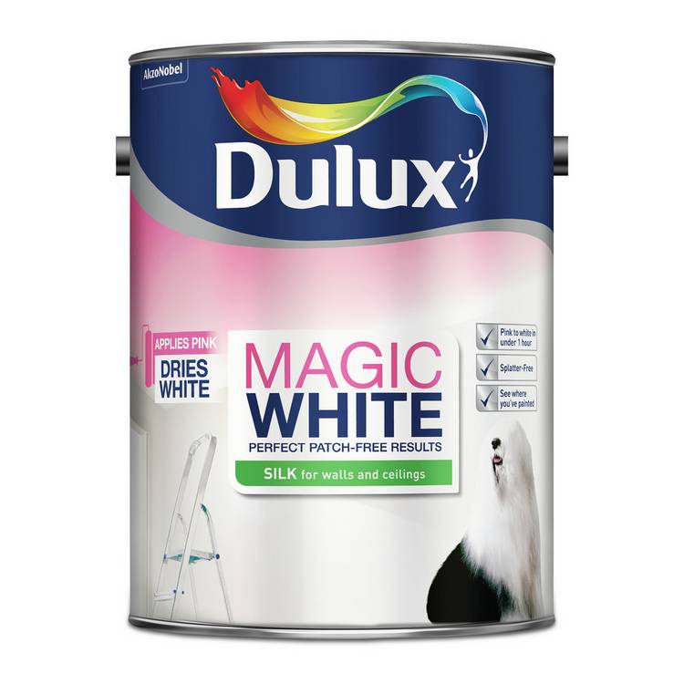 Dulux Walls & Ceilings Silk Paint Magic White 5L - British product