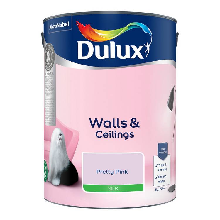 Dulux Pretty Pink silk paint 5L - British product