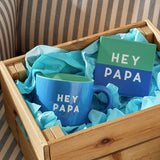 Argos Home Hey Papa blue ceramic mug with coaster 405ml - British product