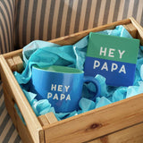 Argos Home Hey Papa blue ceramic mug with coaster 405ml - British product