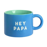 Argos Home Hey Papa blue ceramic mug with coaster 405ml - British product