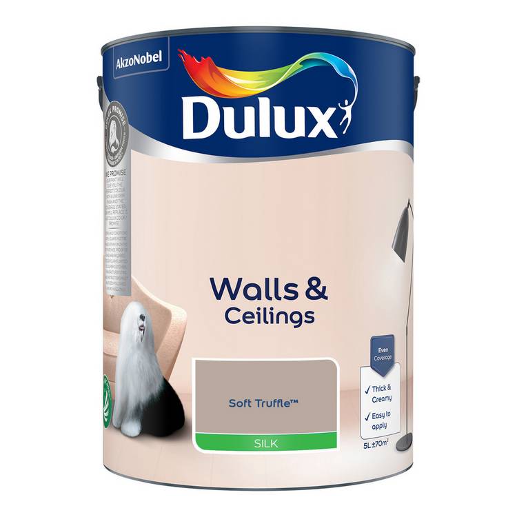 Dulux Walls and Ceilings Silk Paint Soft Truffle 5L (British brand)