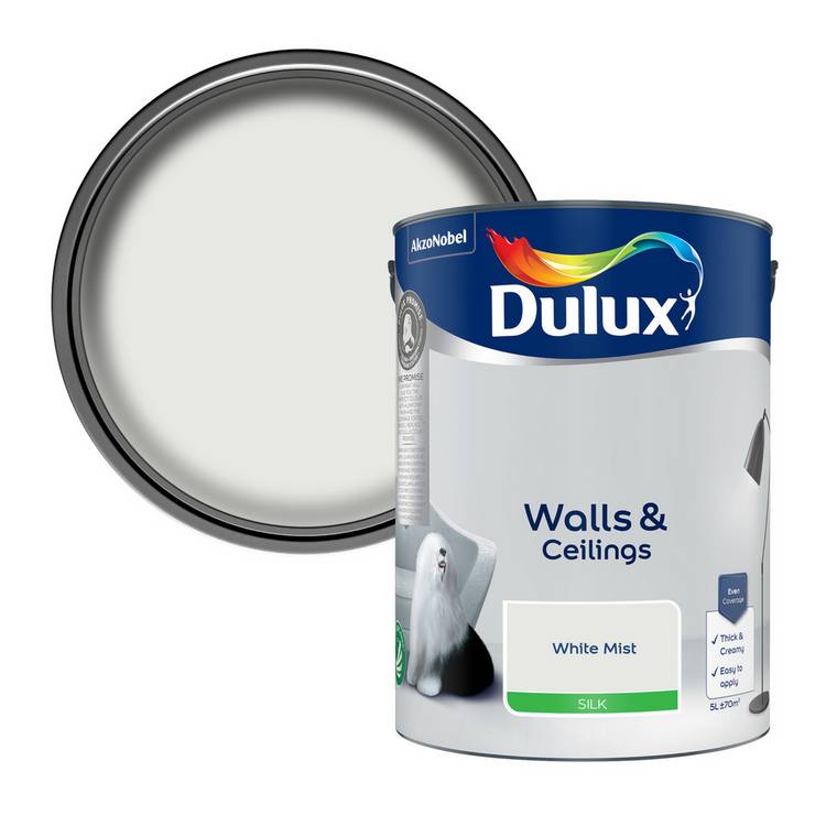 Dulux silk paint White Mist 5L, imported from the UK