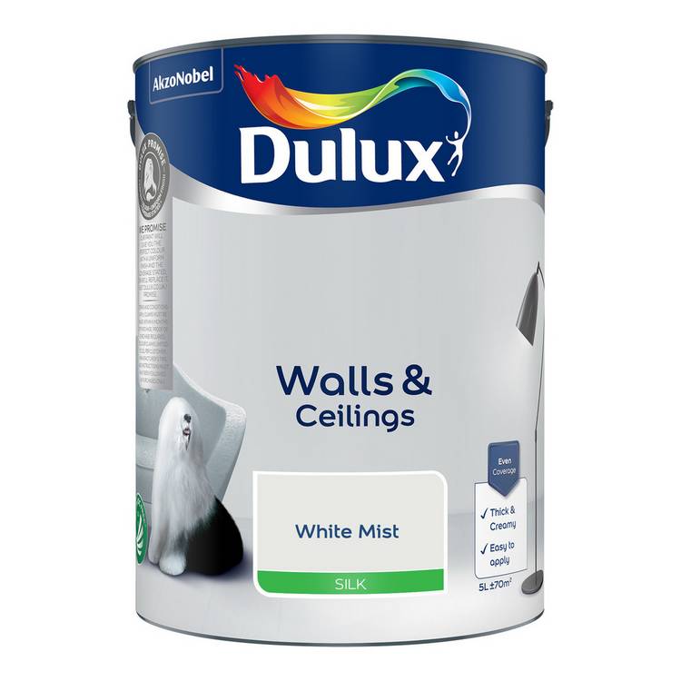Dulux silk paint White Mist 5L, imported from the UK