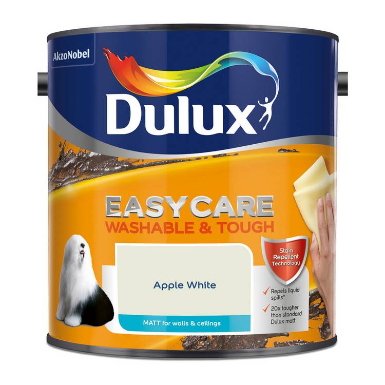 Dulux Easycare Matt Paint Apple White 2.5L, UK version