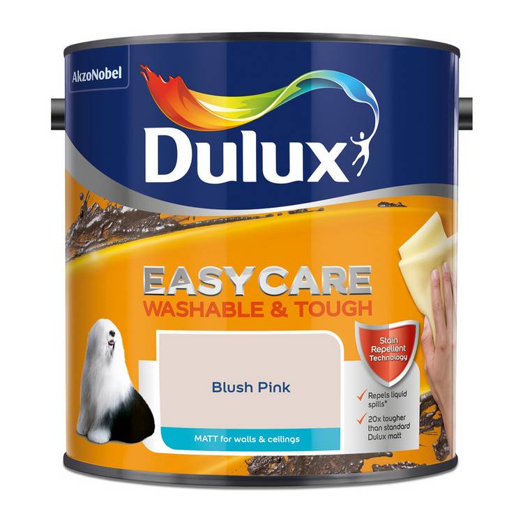 Dulux Easycare matt paint blush pink 2.5L (British brand)