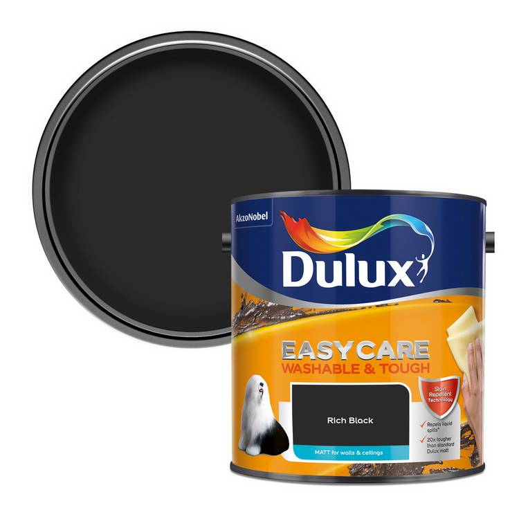Dulux Easycare Washable & Tough Matt Paint Rich Black 2.5L - British product