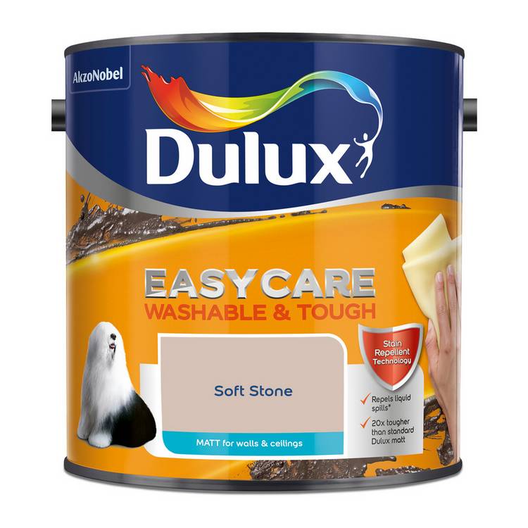 Dulux Easycare washable tough matt paint soft stone 2.5L - British product
