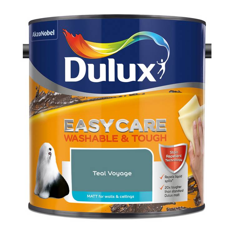 Dulux Easycare matt paint Teal Voyage 2.5L (British brand)