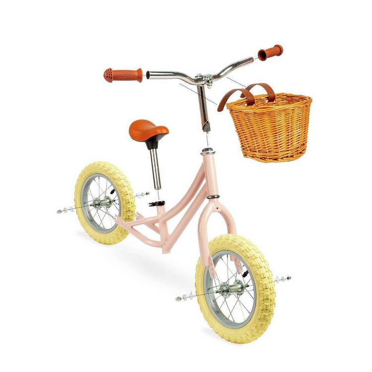 Bigjigs kids balance bike pink 12 inch wheels, imported from the UK