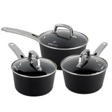 Dojo Hero Neverstick+ aluminium saucepan set 3 piece, imported from the UK
