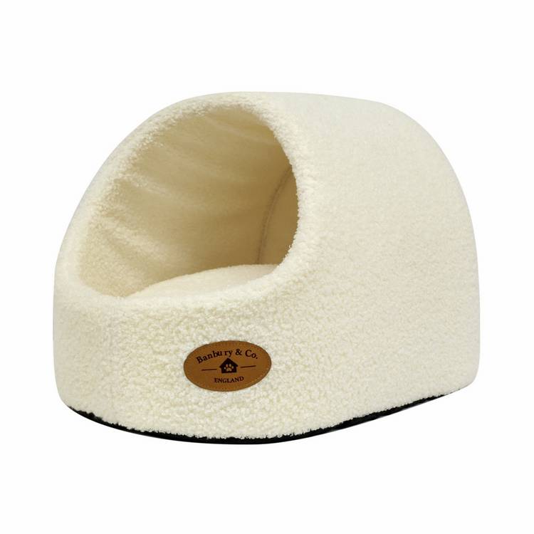 Banbury & Co white cat igloo bed - British product