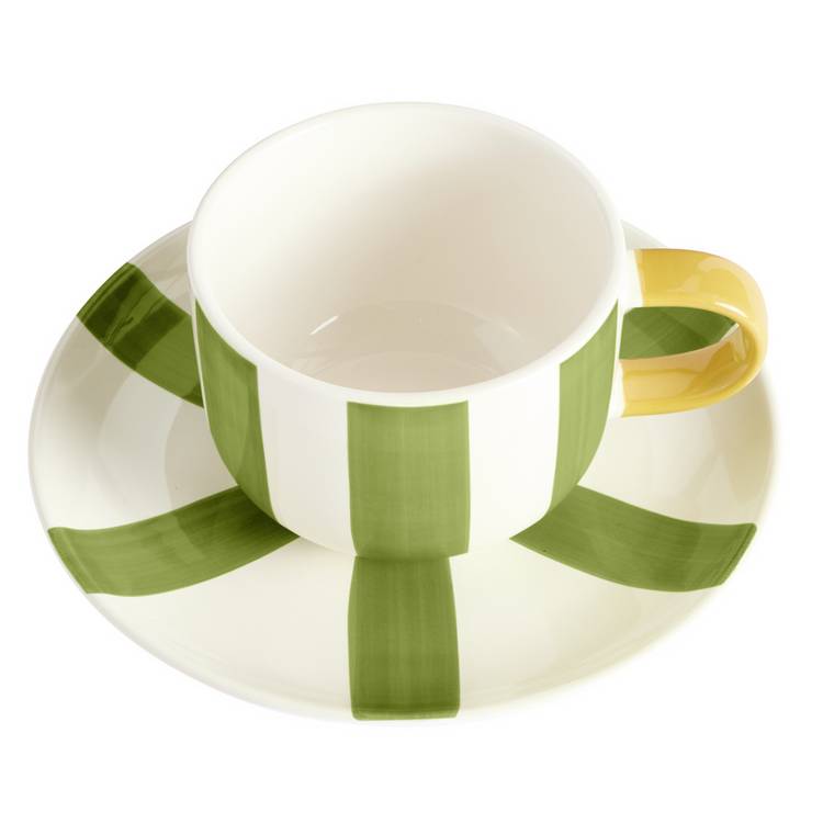 Habitat teacup and saucer hand-painted stripe 230ml, imported from the UK