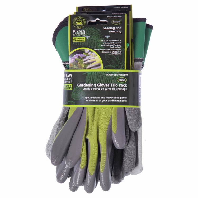 Spear & Jackson gardening gloves trio pack large - British product