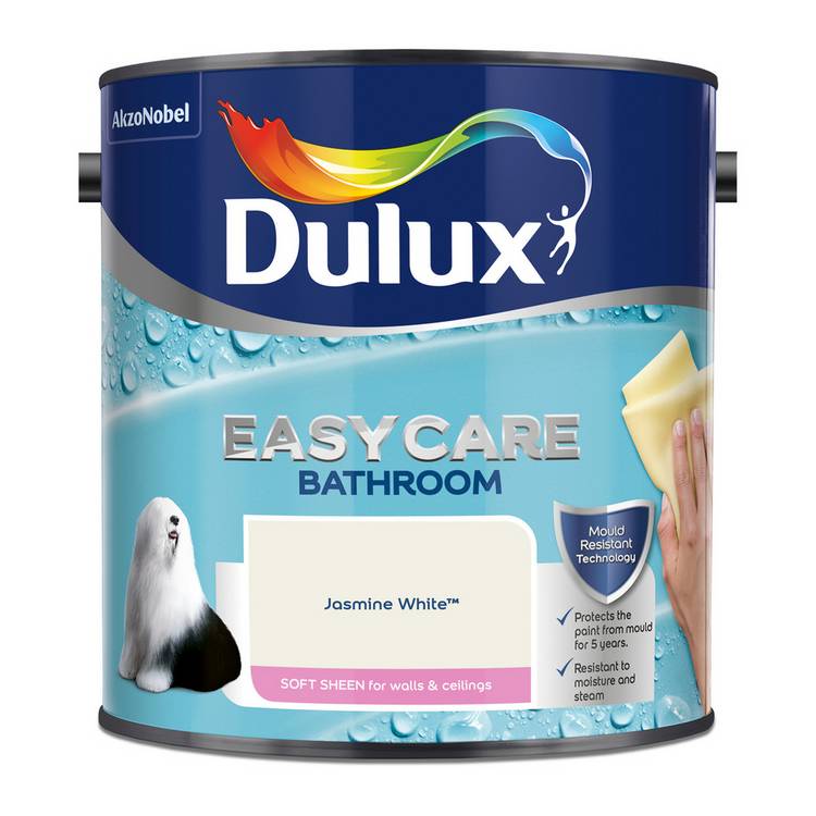 Dulux Easycare Bathroom Paint Jasmine White 2.5L, imported from the UK