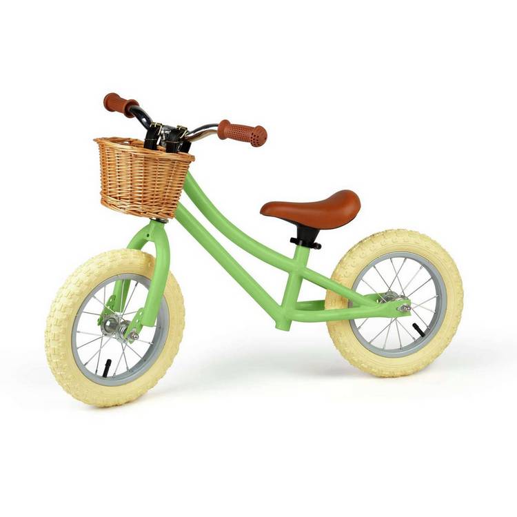BIGJIGS kids balance bike green 12-inch, imported from the UK
