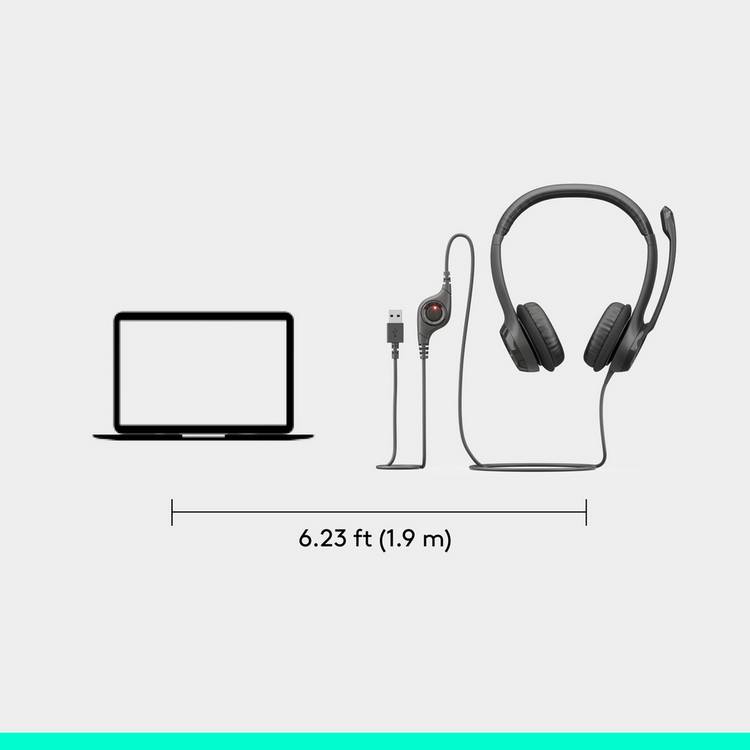 Logitech H390 wired headset black, UK version